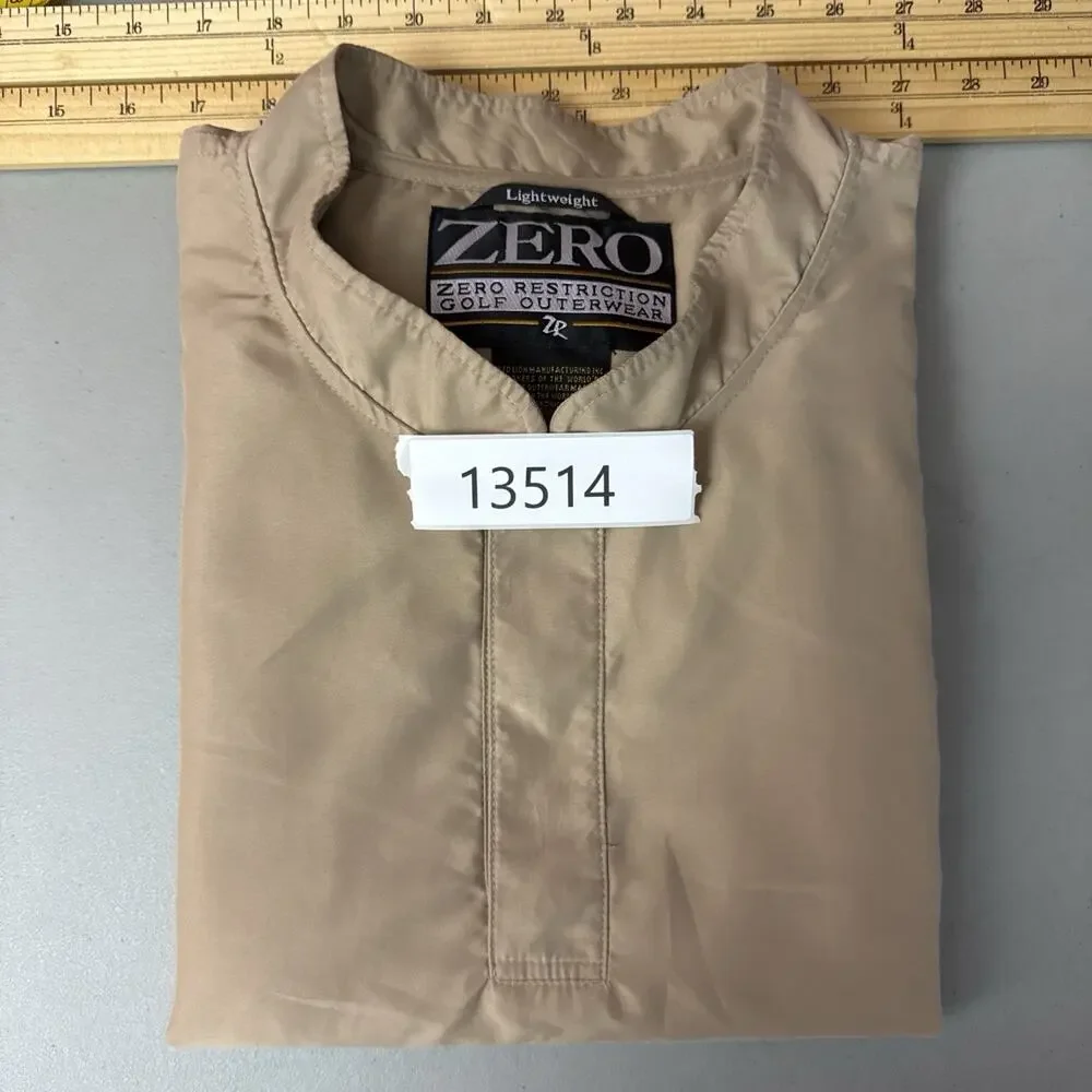 Zero Restriction Mens XL Golf Windshirt Beige Short Sleeve Pullover Anorak